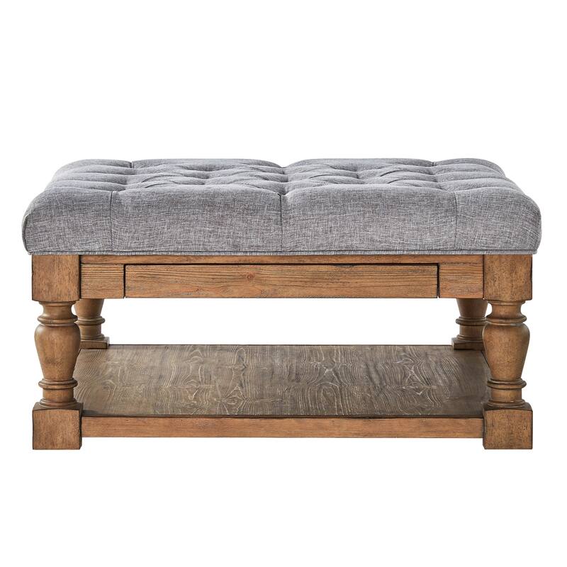 Lennon Baluster Storage Tufted Ottoman Table by iNSPIRE Q Artisan