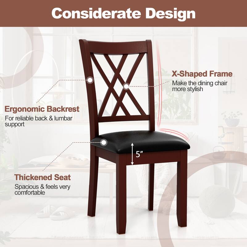 Gymax Set of 4 Dining Chair Kitchen Chair with Backrest Padded Seat &