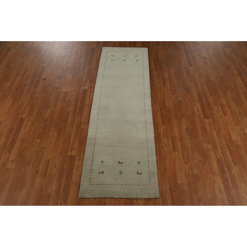 Gabbeh Indian Runner Rug Hand-Knotted Wool Carpet - 2'5" x 7'11"