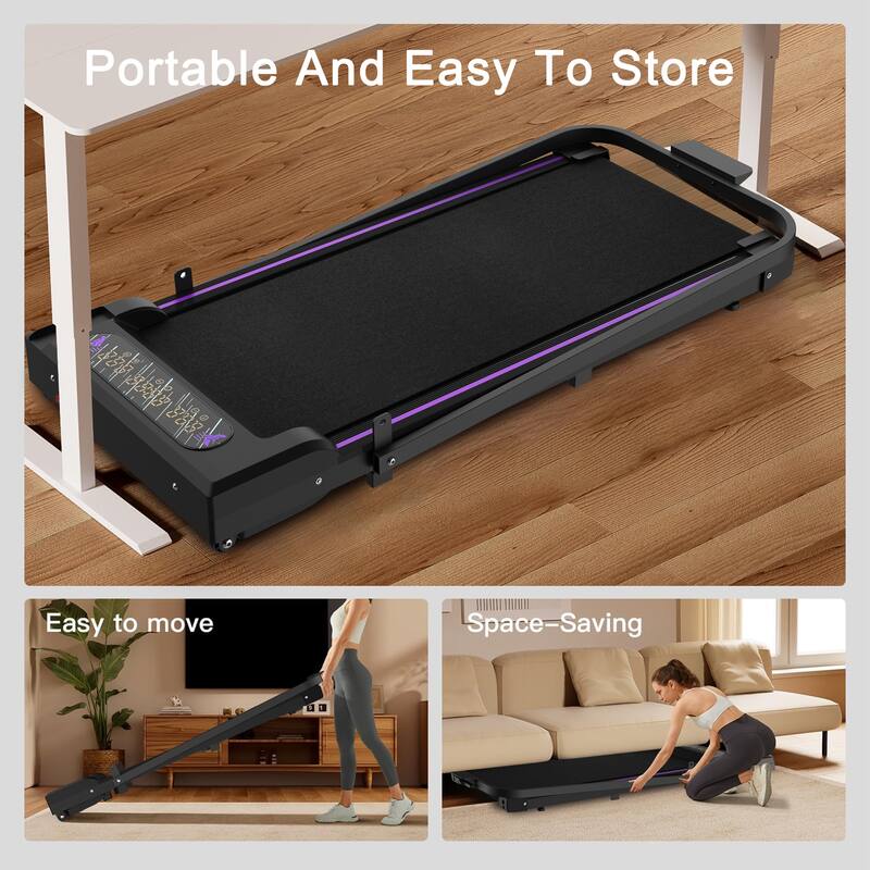 Under Desk Treadmill,Walking Pad, 2 in 1 Portable Treadmill with Handle Remote Control LED Display, Walking Jogging Machine