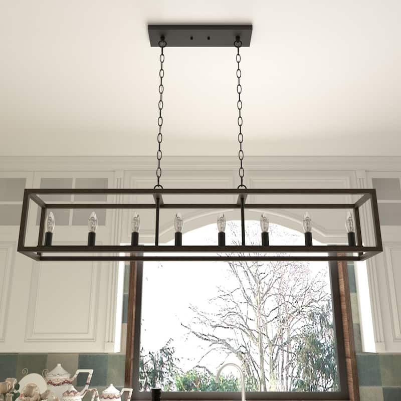 Modern Farmhouse 8-light 48In Rectangle Linear Kitchen Island Lights
