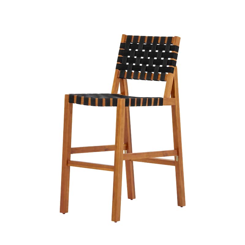 Christopher Knight Home - Solvanta Modern Solid Wood Outdoor 5-Piece Bar Height Dining Set with Rope Woven Bar Stools