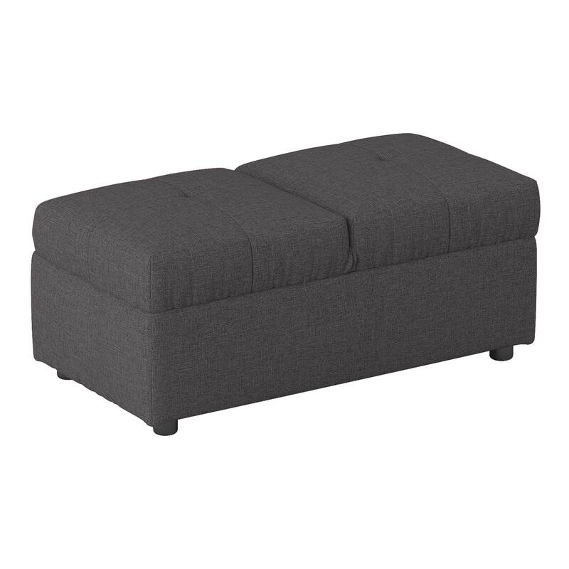 Stylish 1pc Storage Ottoman Convertible Chair Foam Cushioned Fabric Upholstered Solid Wood Plywood Frame Living Room Furniture