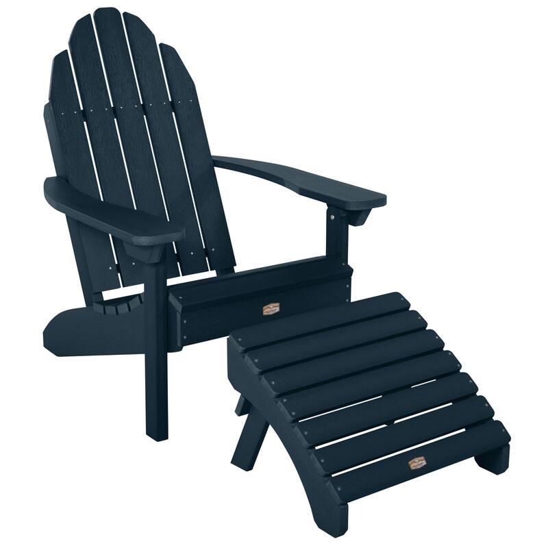 HIGHWOOOD Essential Adirondack Chair with Folding Ottoman - Federal Blue