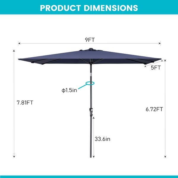 dimension image slide 0 of 2, Pellebant 9 x 5 FT Patio Market Umbrella, Base Not Included