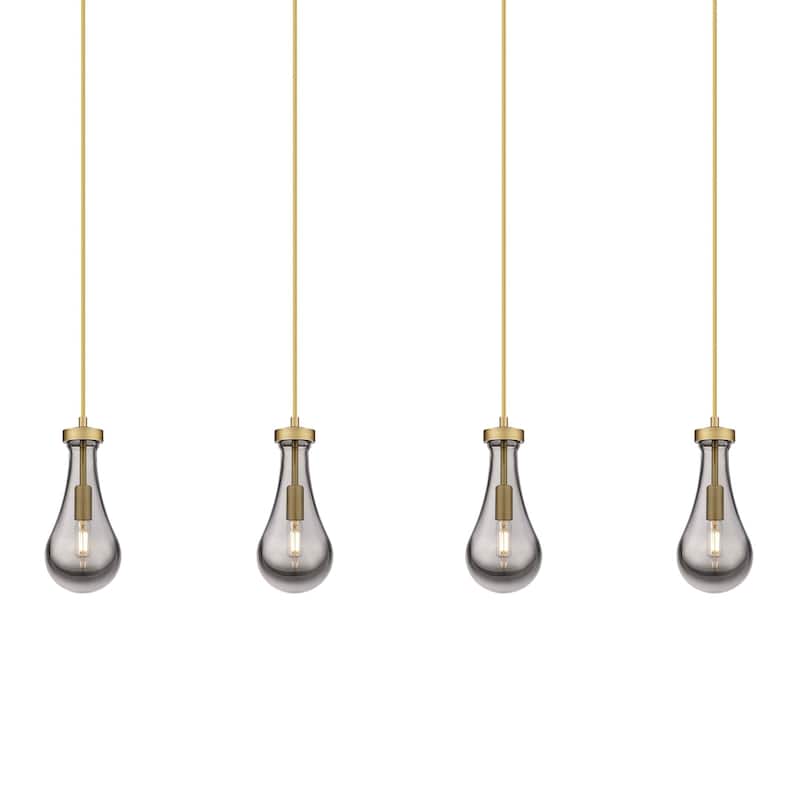 Innovations Lighting 124-451-1P-12-49 Owego Pendant Owego 4 Light 49" - Brushed Brass / Light Smoke