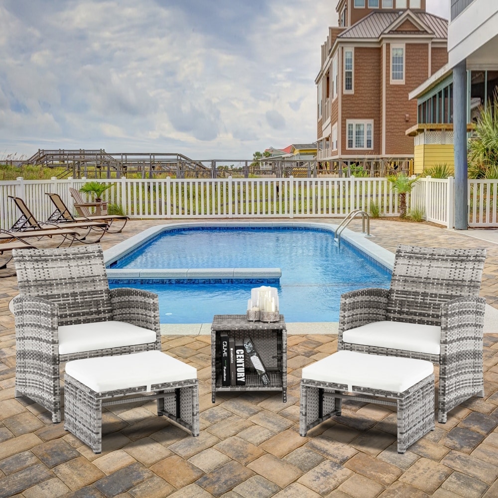 Outdoor chairs best sale with footstools