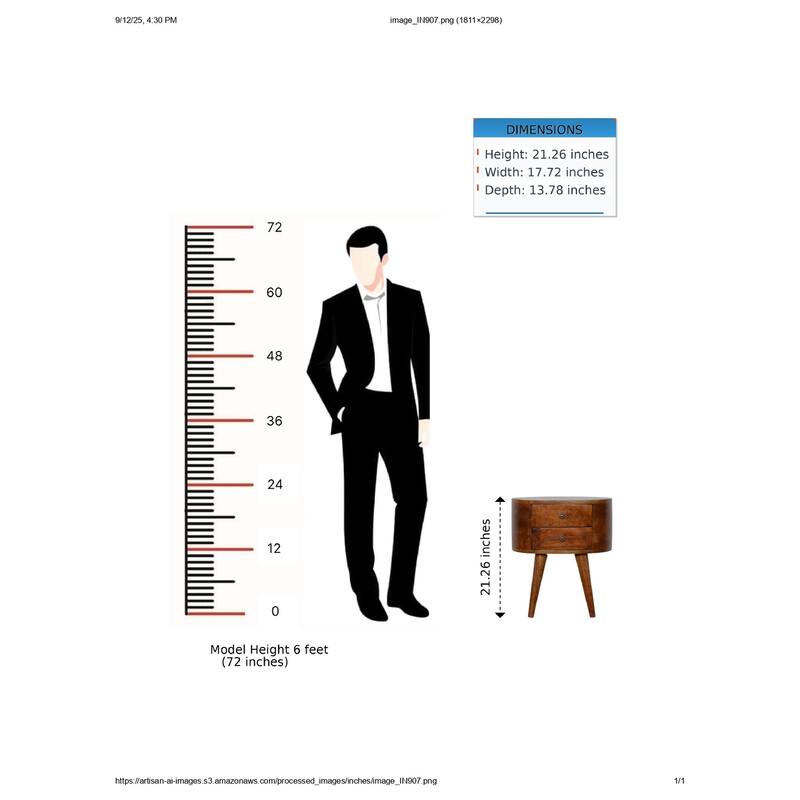 Chestnut Rounded Bedside Table