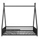 preview thumbnail 8 of 10, Metal Full Size House Platform Bed with Triangle Structure, Contemporary Style Kids Bed Frame with Guardrail for Bedroom, Black