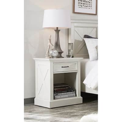 Homestyles Seaside Lodge Off-White Nightstand with Drawer, 22"W