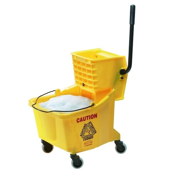Rubbermaid 1887305 WaveBrake Oval Mop Bucket & Wringer, 35 Quart - Yellow