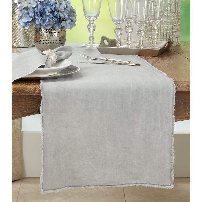 Fringed Linen Design Stone Washed Runner