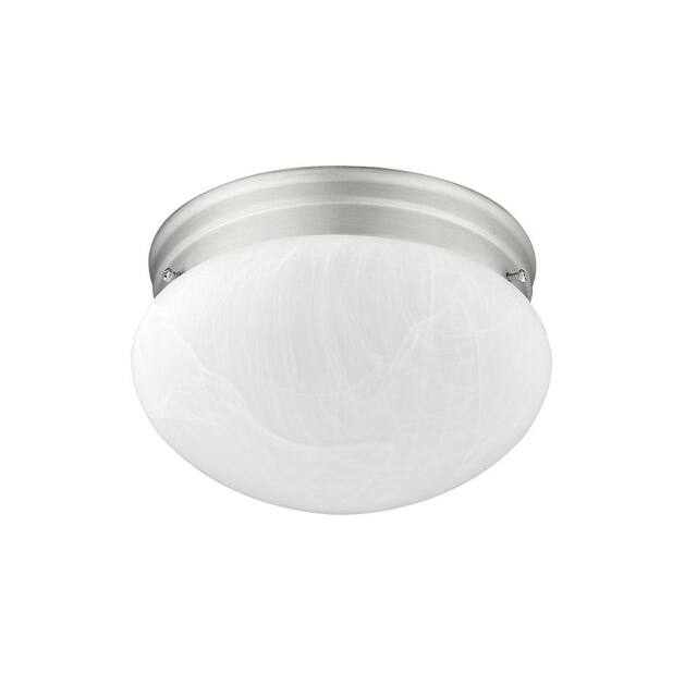 2 Light 9"W Frosted Glass Flush Ceiling Light in Satin Nickel