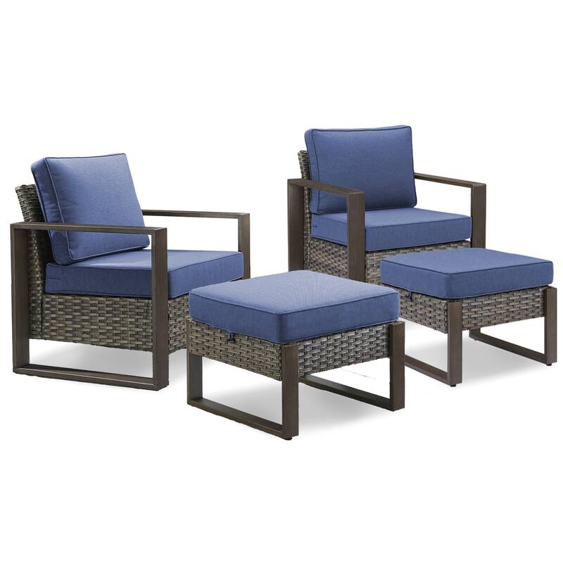 Gymojoy Outdoor Dining Chairs with Ottomans for Garden