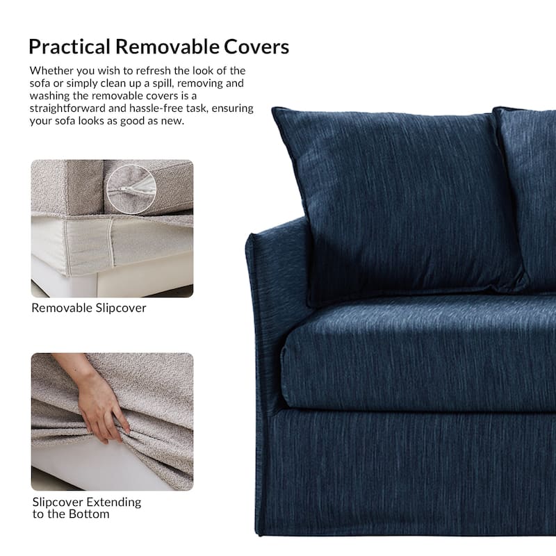 Gottfried 80" Slipcovered Sofa with Removable Cushions by HULALA HOME
