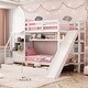 preview thumbnail 1 of 7, Twin-Over-Twin Castle Style Bunk Bed with 2 Drawers 3 Shelves and Slide White