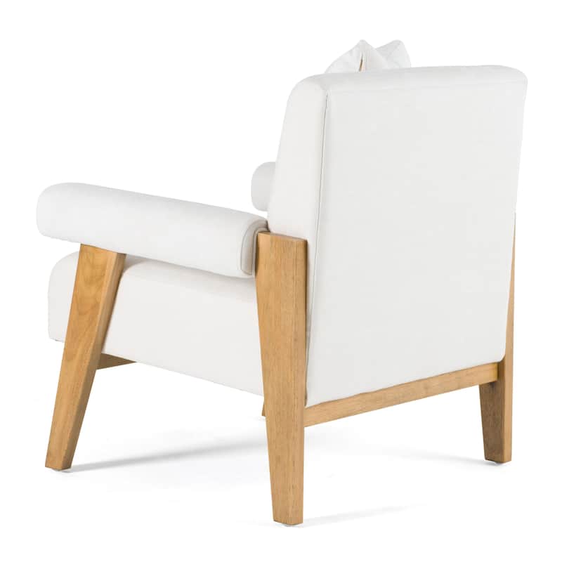 Modrest Cynthia Modern White Fabric & Wood Accent Chair