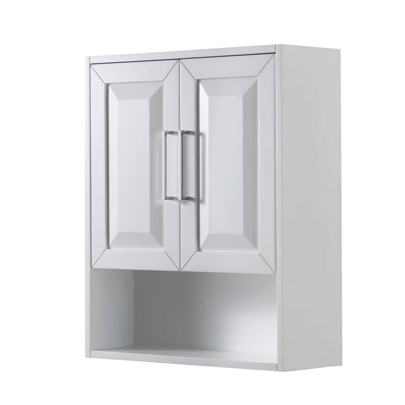Wyndham Collection Daria 30" MDF Wall Mounted Bathroom Cabinet - White / Polished Chrome Hardware