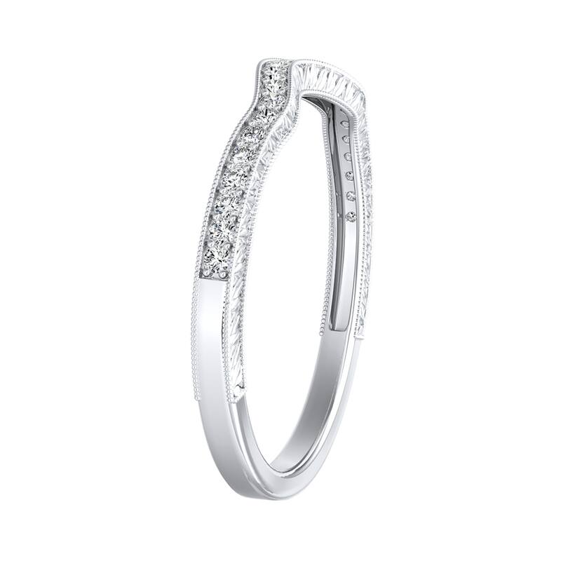 Auriya 1/8ctw Vintage Curved Diamond Wedding Band 18k Gold
