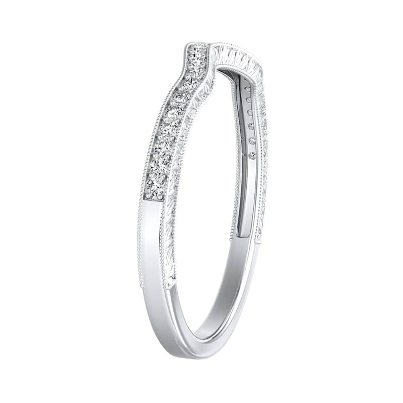 Auriya 1/8ctw Vintage Curved Diamond Wedding Band Platinum