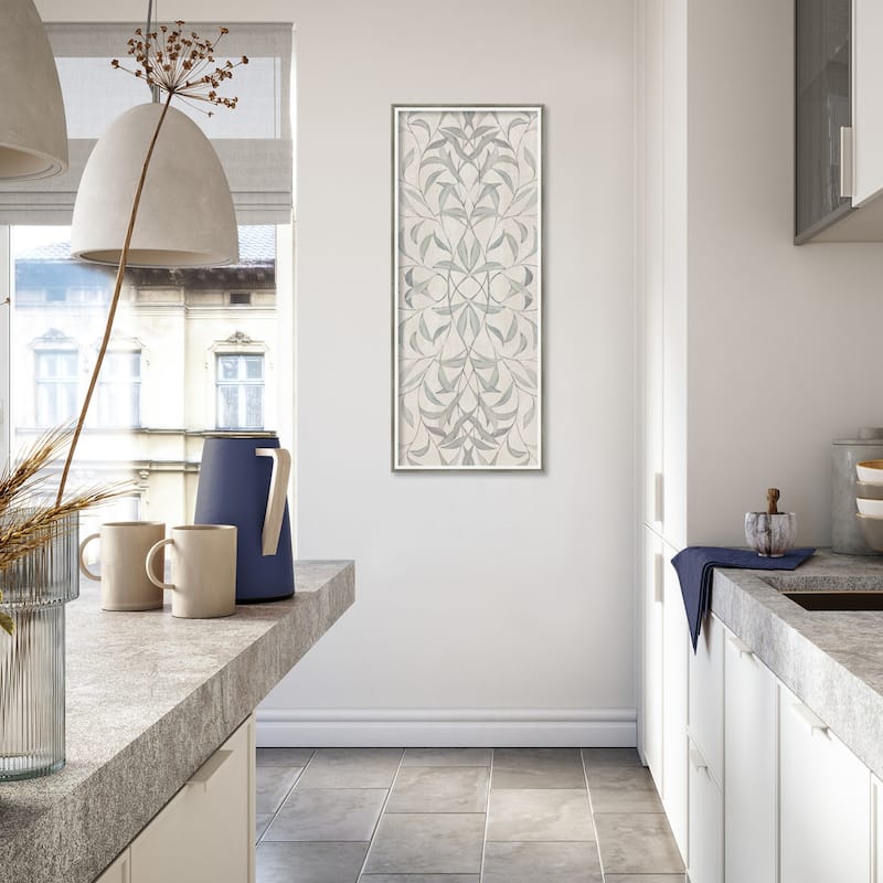 Amanti Art Framed Fabric Pinboard Muted Symmetry of Leaf Patterns by Hannah Dawson Printed Bulletin Board - Board Size 16 x 40