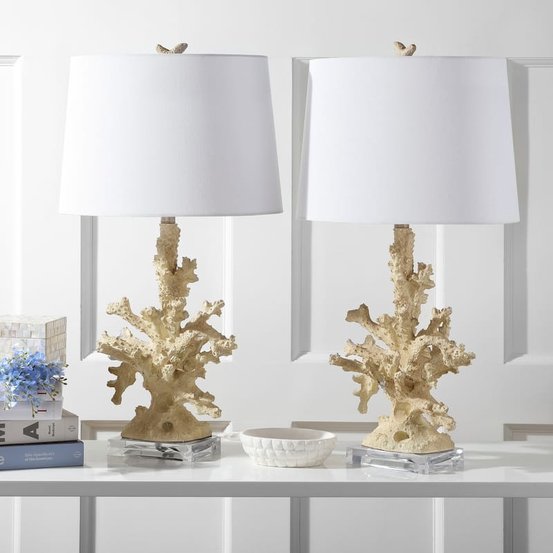 SAFAVIEH Lighting 28-inch Faux Coral Branch Cream Table Lamp (Set of 2)