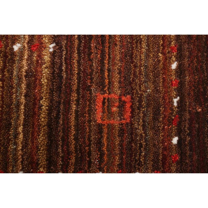 ECARPETGALLERY Hand Loomed Kashkuli Gabbeh Dark Brown Wool Rug - 4'0 x 6'1