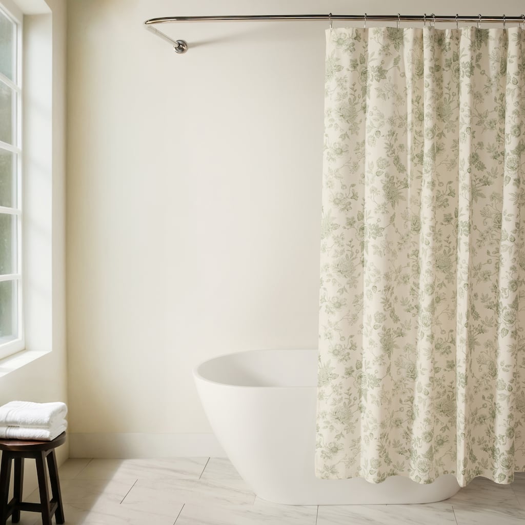 Becky Cameron Cotton Blend Floral Print Shower Curtain