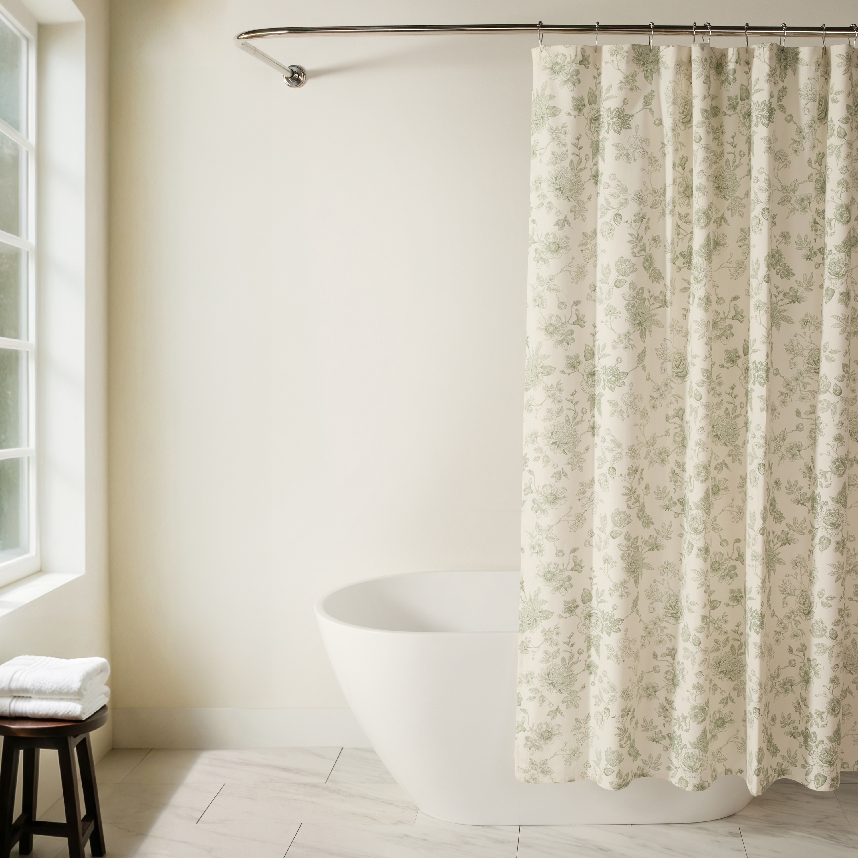 Becky Cameron Cotton Blend Floral Print Shower Curtain