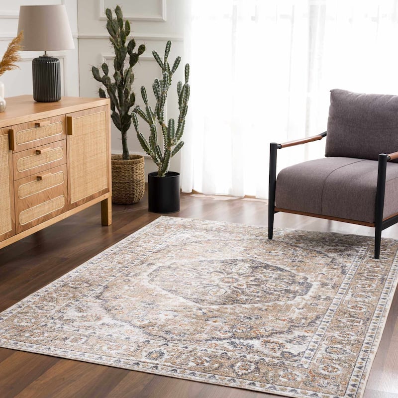 Hauteloom Manhattan Machine Washable Oriental Persian Medallion Vintage Distressed Area Rug
