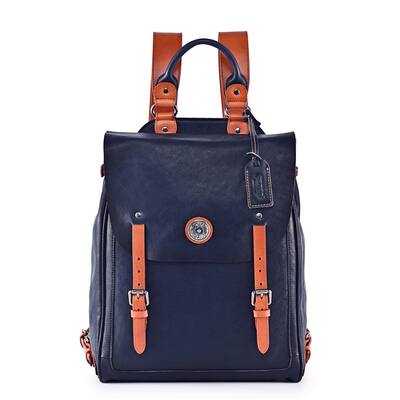 OLD TREND Navy Genuine Leather Lawnwood Backpack