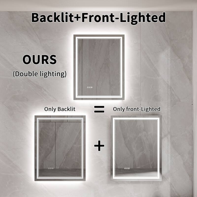Modland Small Size LED Bathroom Mirror Back & Front Lighted Anti-Fog