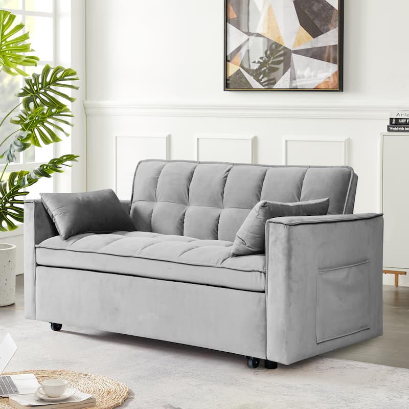 Chenille Interior Lazy Sofa Chaise longue Armchair with three pillows and armrestsSleeping Sofa