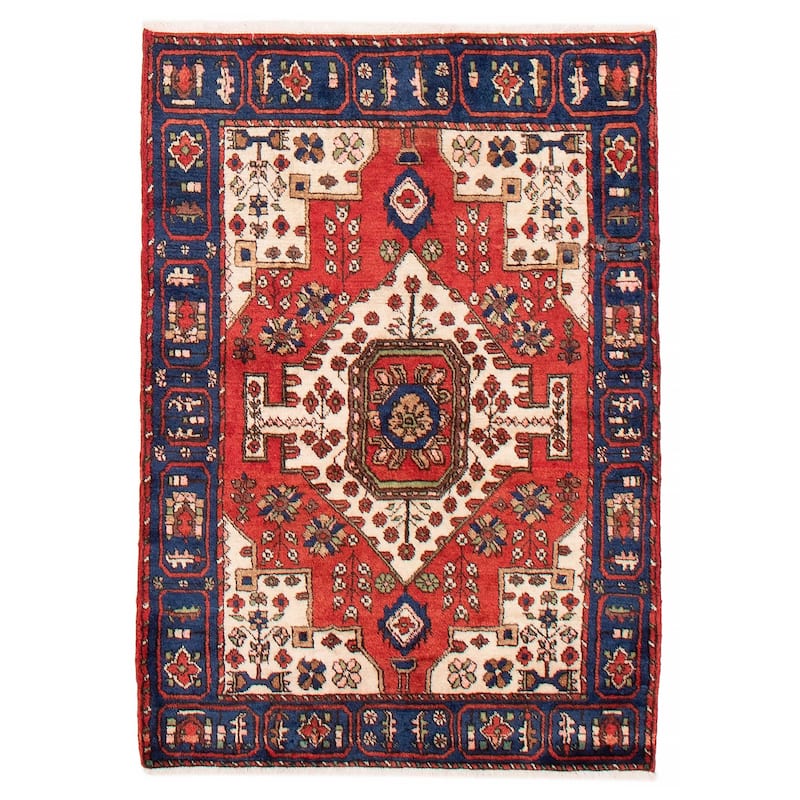 ECARPETGALLERY Hand-knotted Andelz Red Wool Rug - 3'6 x 4'11 - Red - 3'6 x 4'11