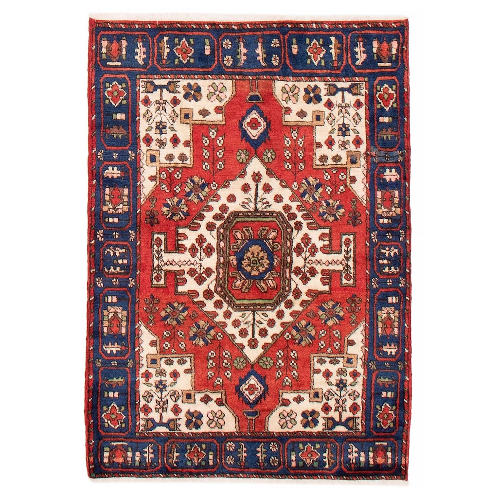 ECARPETGALLERY Hand-knotted Andelz Red Wool Rug - 3'6 x 4'11