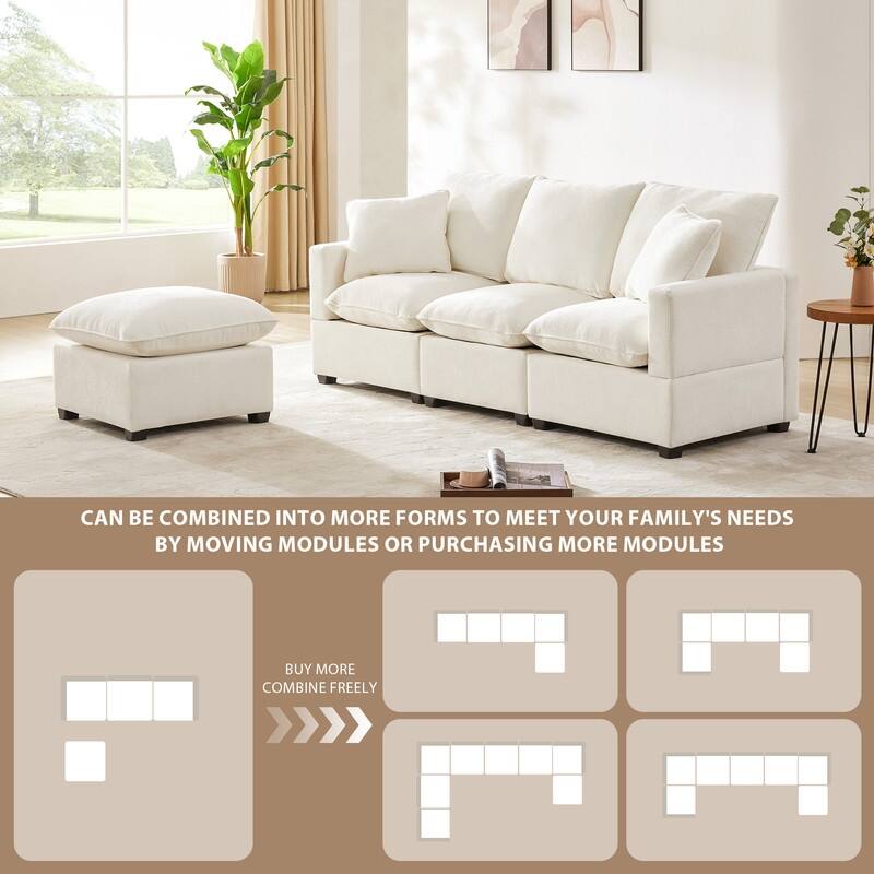 Modern Chenille Multi-Seat Sectional Sofa
