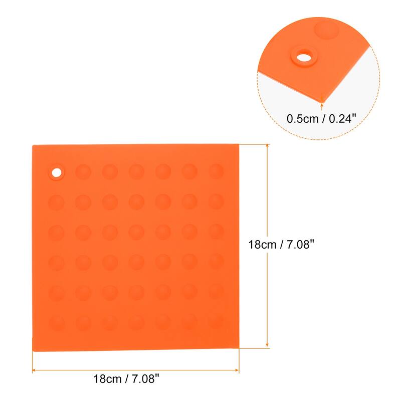 4pcs Silicone Pot Holder Trivet Mat Hot Pads Non-Slip Heat Resistant - Orange
