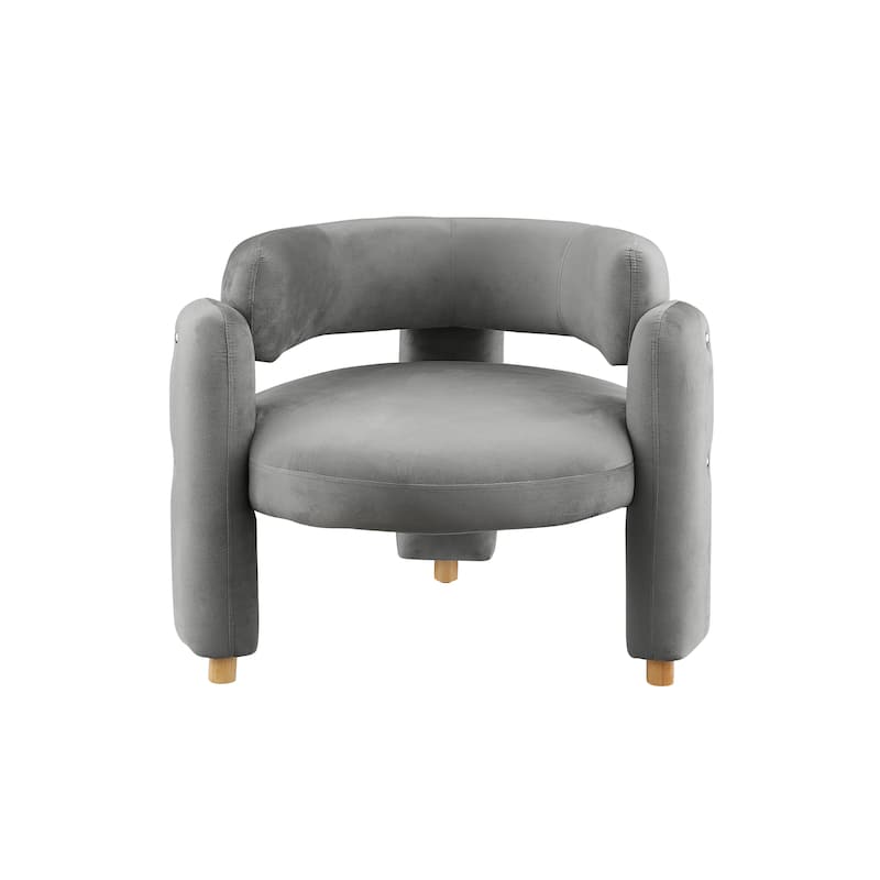 Grey 35.43" Accent Chair with Solid Wood Frame - Grey