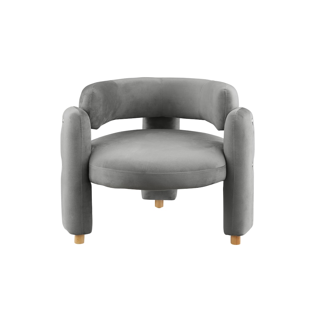Grey Modern 35.43" Accent Chair with Solid Wood Frame and Waterfall Seat Cushion