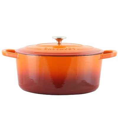 Crock Pot Artisan 7qt Enamel Cast Iron Oval Dutch Oven in Orange