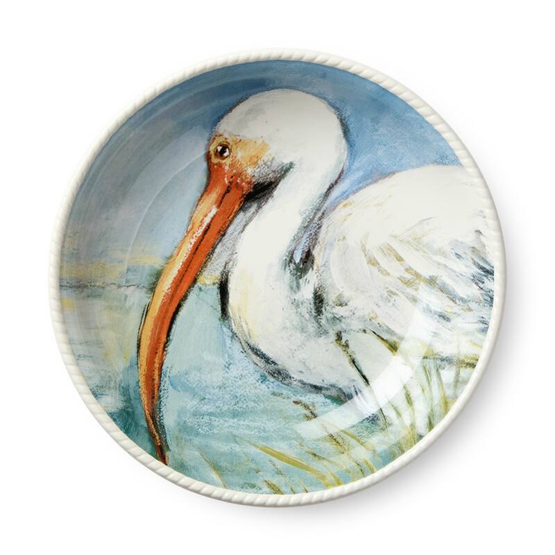 Certified International Coastal Birds 9" Soup/Cereal Bowls, Set of 4 Assorted Designs - 8.50"L x 8.50"W x 2.00"H