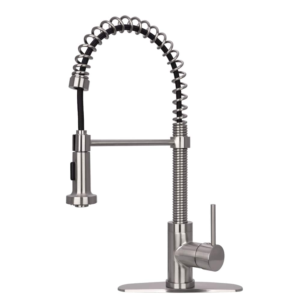 Pre-Rinse Spring Kitchen Faucet, Single Handle High Arc with Pull Down Sprayer