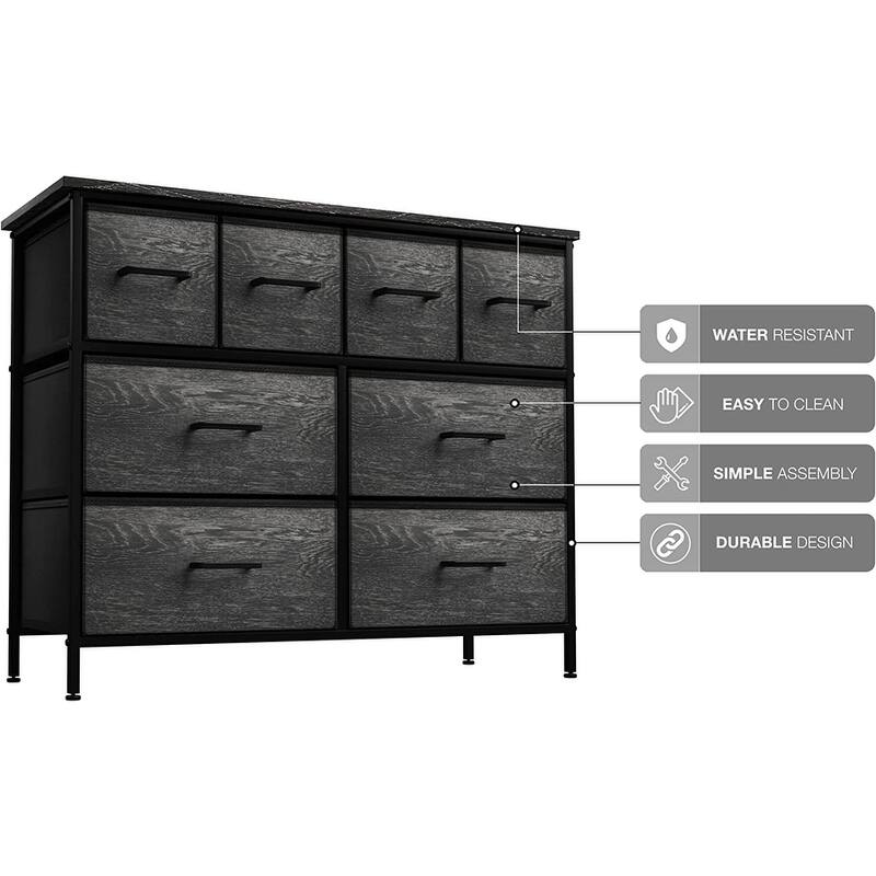 8-Drawer Chest Storage Tower, Knob Handle, Fabric Dresser for Bedroom