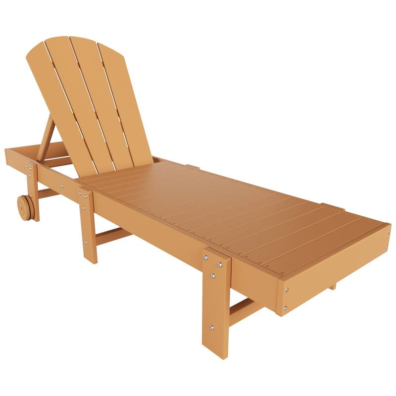 Polytrends Laguna Hdpe All Weather Outdoor Patio Pool Reclining Armless Chaise Lounge With Wheels