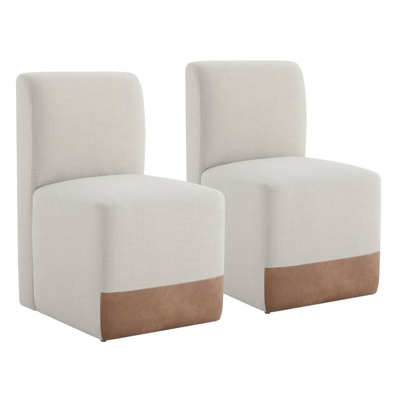 Spruce & Spring Charlotte Upholstered Dining Chairs with Casters Set of 2