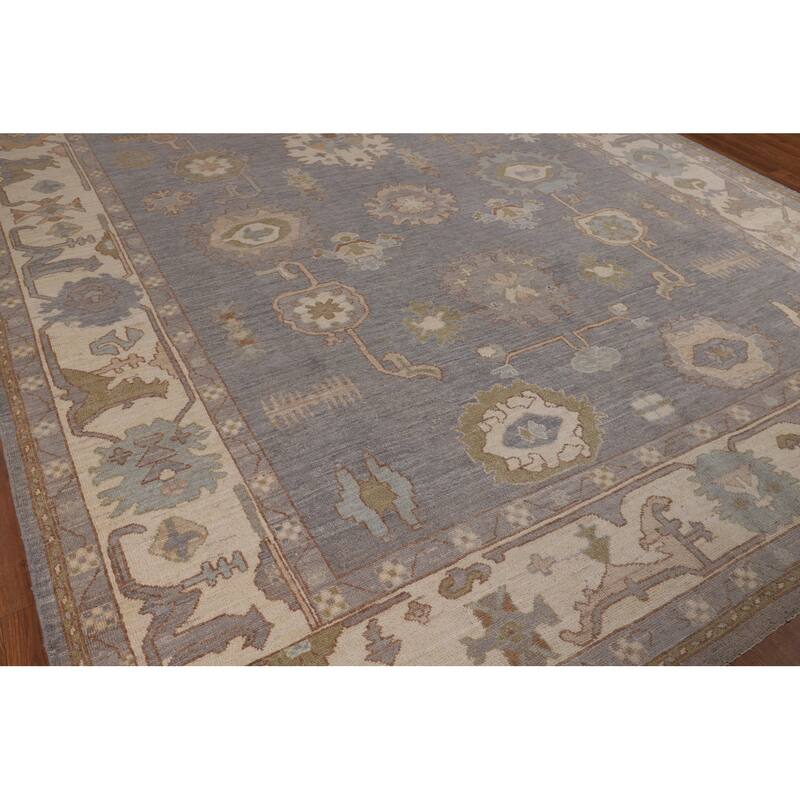Oushak Oriental Area Rug Vegetable Dye Hand-Knotted Wool Carpet - 9'5"x 11'9"