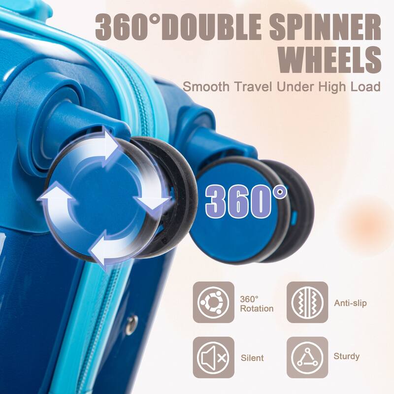 14In 20In 2 pcs in PC Spinner Wheel Luggage, Carry on Suitcase, With Gradient Color and Combination Lock