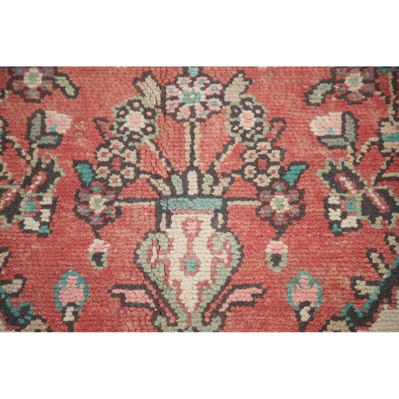 Hand Knotted Oriental 100% Wool Carpet Traditional Medallion Pink Hamedan Area Rug - 8' 11'' X 6' 5''