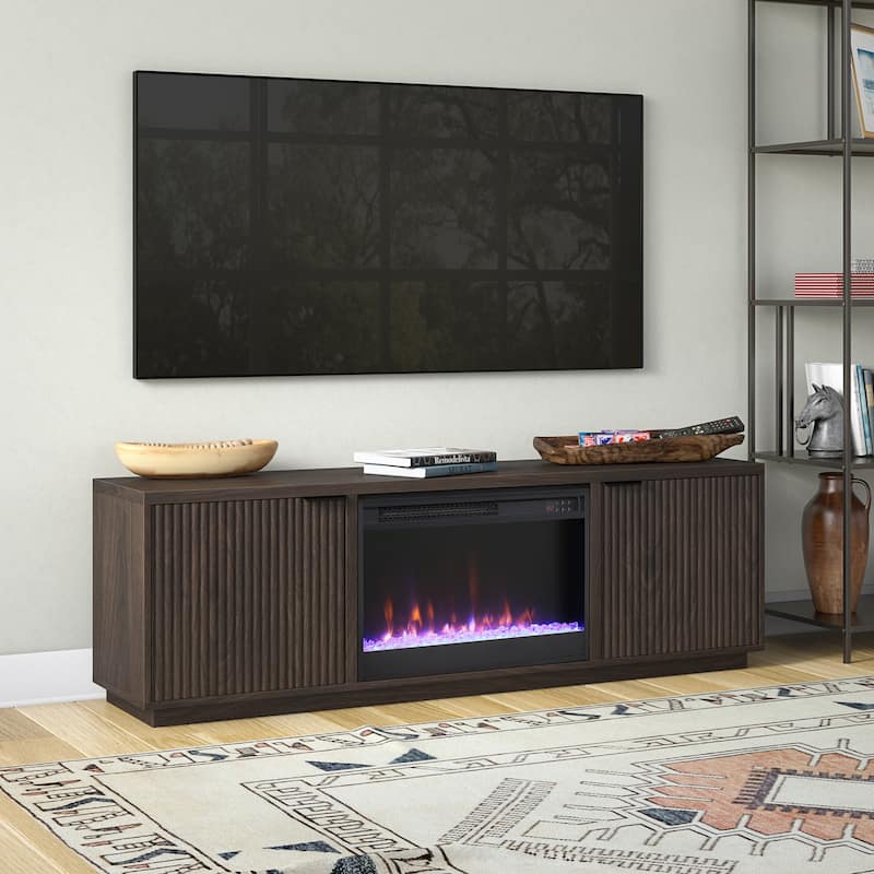 Mansfield Rectangular TV Stand with 26" Crystal Fireplace for TV's up to 78" - 70" Wide