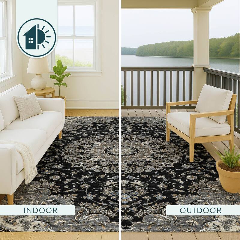 Machine Washable Indoor/ Outdoor Traditional Niko Chantille Rug